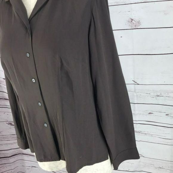 Laura Scott Women's 80/90 Business Work Brown Button Down Size 8 Blouse - Picture 5 of 8